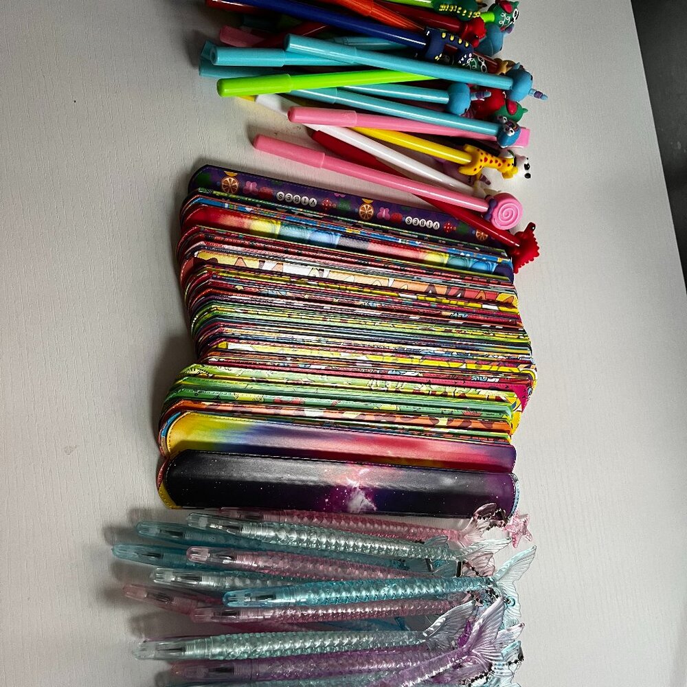 kids pens and slap bracelets